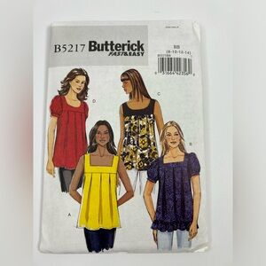 Uncut Butterick B5217 Sewing Pattern Pullover Tops Sz 8-